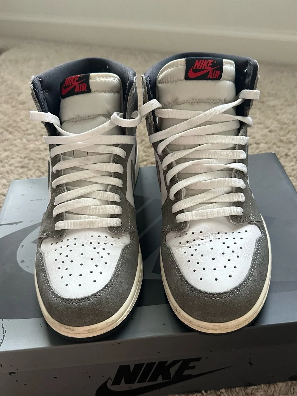 Jordan 1 High OG White and Gray Men’s Sneakers